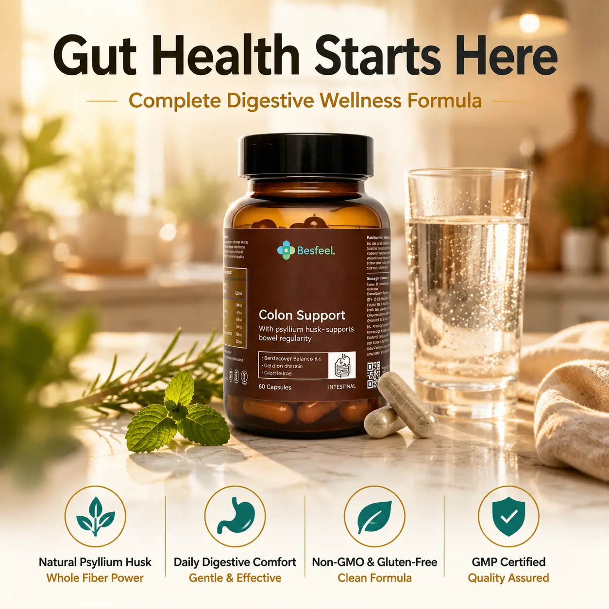 Daily Gut Health Capsules for Digestive Support, Bloating Relief, and Overall Wellness