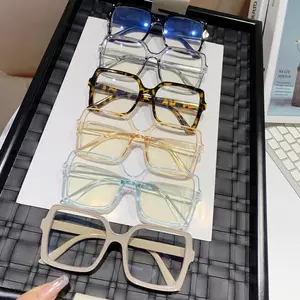 Paleshy 6pcs Clear natural square frame, anti-blue light and UV protection, retro multi-color fashion outdoor eyewear set