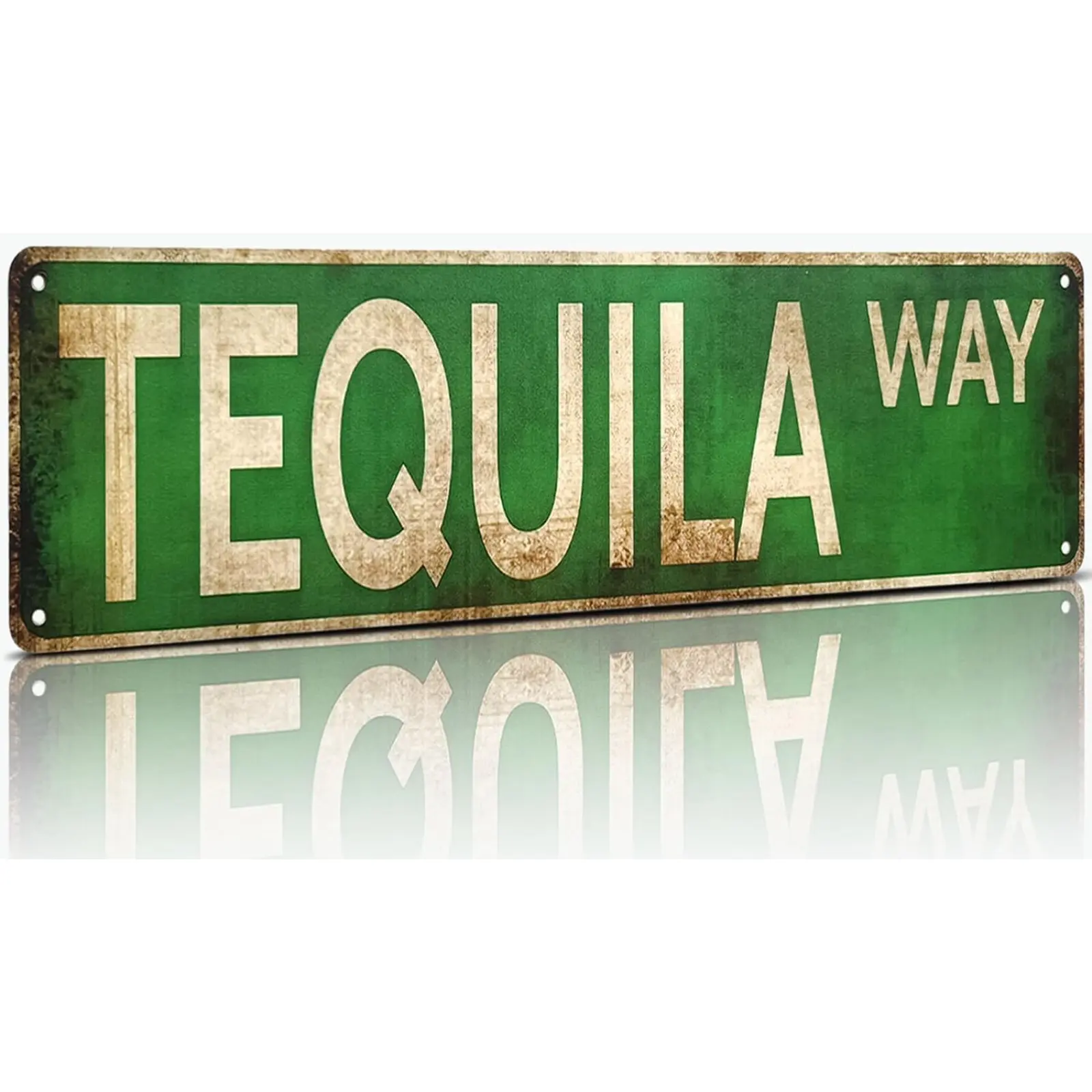 Retro Vintage Metal Tin Tequila Way Novelty Street Sign - 4x16 in Funny Print Decorative Wall Sign, Home Decor Products for Home Bar, Office Wall Decor