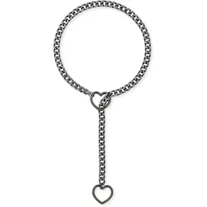Heart O-ring Slip Chain Necklace For Women, Handmade Punk Gothic Cuban Necklace Jewelry Adjustable Lariat Y-Necklace