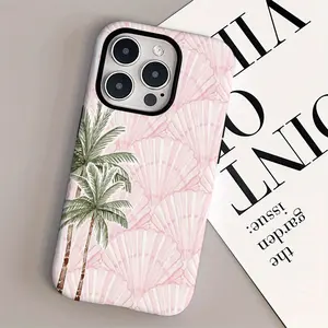 Mobile phone case: fashionable coconut powder shell smartphone case, suitable for iPhone 17/16PM/15ProMax/11Pro/12MINI/13plus/XS/XR, 2 in 1 glossy protective case Accessories