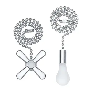 Ceiling Fan Pull Chain Extender Set - Decorative Frosted Glass Bulb and Fan Cord for Standard 3mm Fans and Light Fixtures - Durable and Rust-Proof