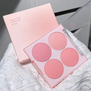 Four color powder blusher peach nude makeup powder Solid color series Versatile color matching powder matte velvet texture does not fly powder, durable and not easy to smudge low color concealer suitable for all skin types, Cosmetics products