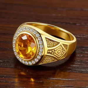 American Retro Oval Cubic Zirconia Funky Avant-Garde Metallic Stainless Steel Jewelry Rings - Suitable for Daily Wear, Party Gifts, Cubic Zirconia Rings