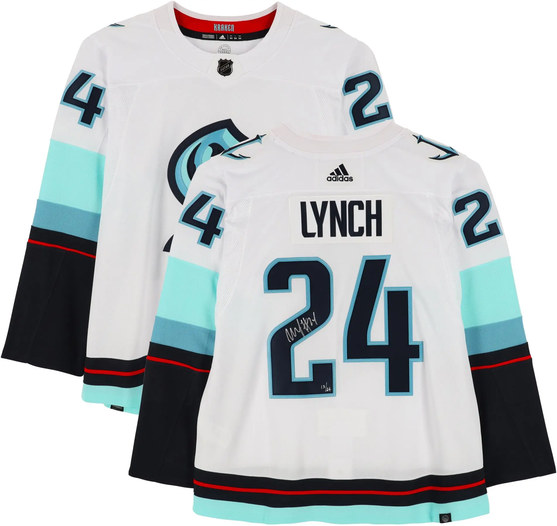 Marshawn Lynch Seattle Seahawks Autographed White Lynch Seattle Kraken Jersey - Limited Edition of 24 - Fanatics Authentic Certified