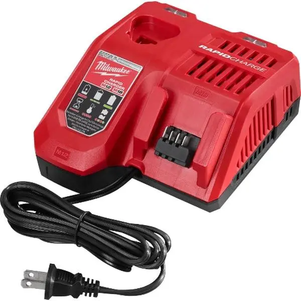 Milwaukee 48-59-1808 M18™ & M12™ Rapid Work Charger with Redlink Intelligence, 40% Faster Charging for Batteries, Battery Life Extension & Cell Voltage Monitoring, Extend Battery Life