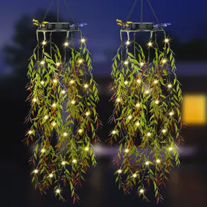 2025 NEW Release 2 Pack Fake Plants with Fairy Lights, Solar Lights  For Halloween Christmas Deco Festival,IP65 Waterproof Solar Lanterns for The Garden，Pathway , Gifts for Women, Ideal for Christmas Party Wedding Garden Decoration