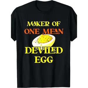 Funny Women's Easter TShirt Featuring Best Deviled Eggs Maker Slogan and Egg Graphic Casual Round Neck Short Sleeve Black Top Perfect for Holiday Cooking Easter and Spring Celebrations