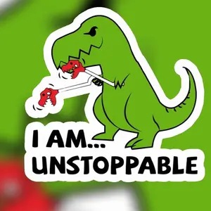 I am unstoppable T-rex Sticker | Laptop Sticker | Water Bottle Sticker | Journal Sticker | Vinyl Sticker | Funny Sticker | Meme Sticker, Laptop Water Bottle Decal Sticker