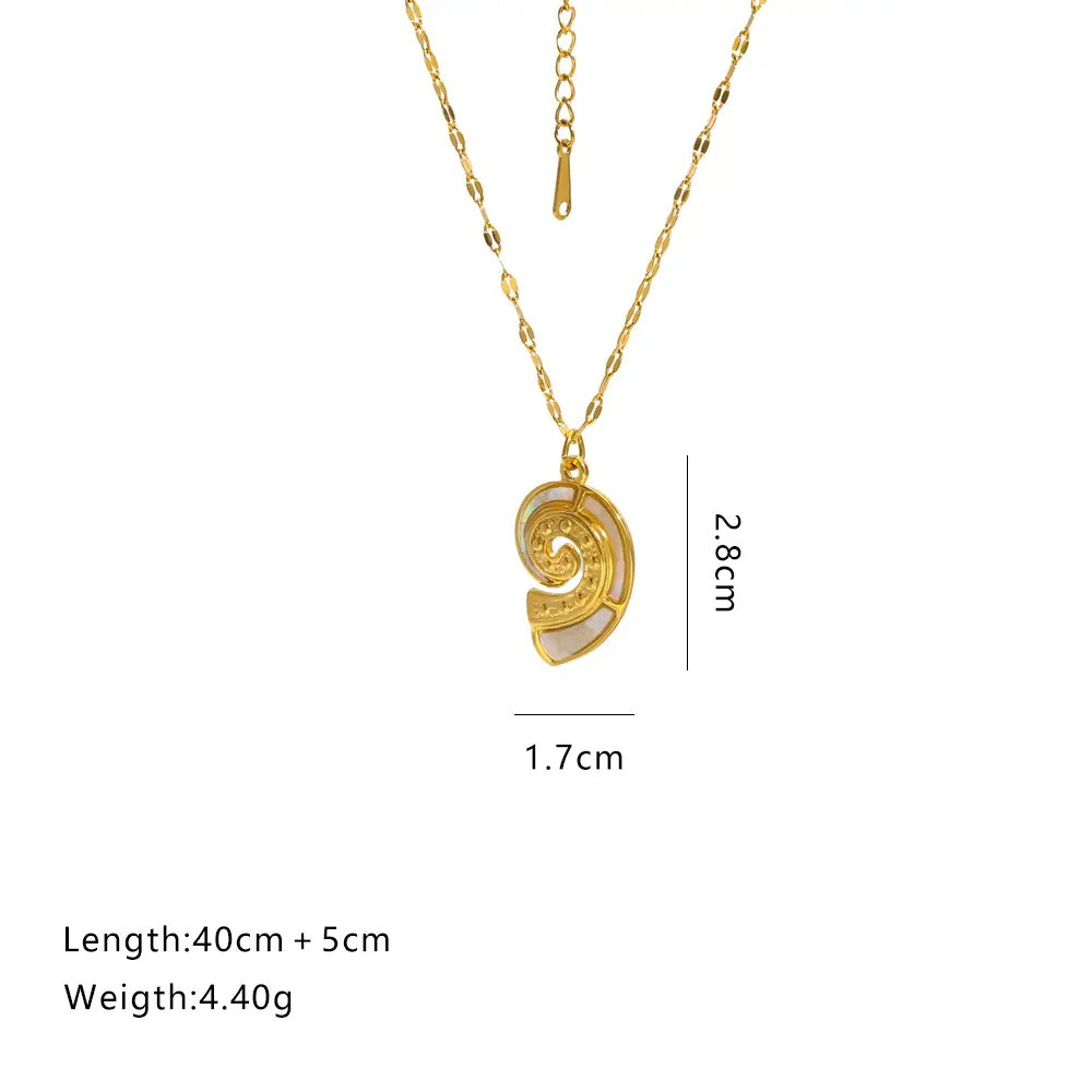 Gold Necklace - White Shell Conch G3