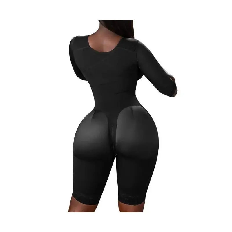 Stage 1 Compression Garment, Full Body Colombian Powernet Faja for Women's Post Surgery Recovery with Built-in Bra, Arm Compression & Butt Lifter