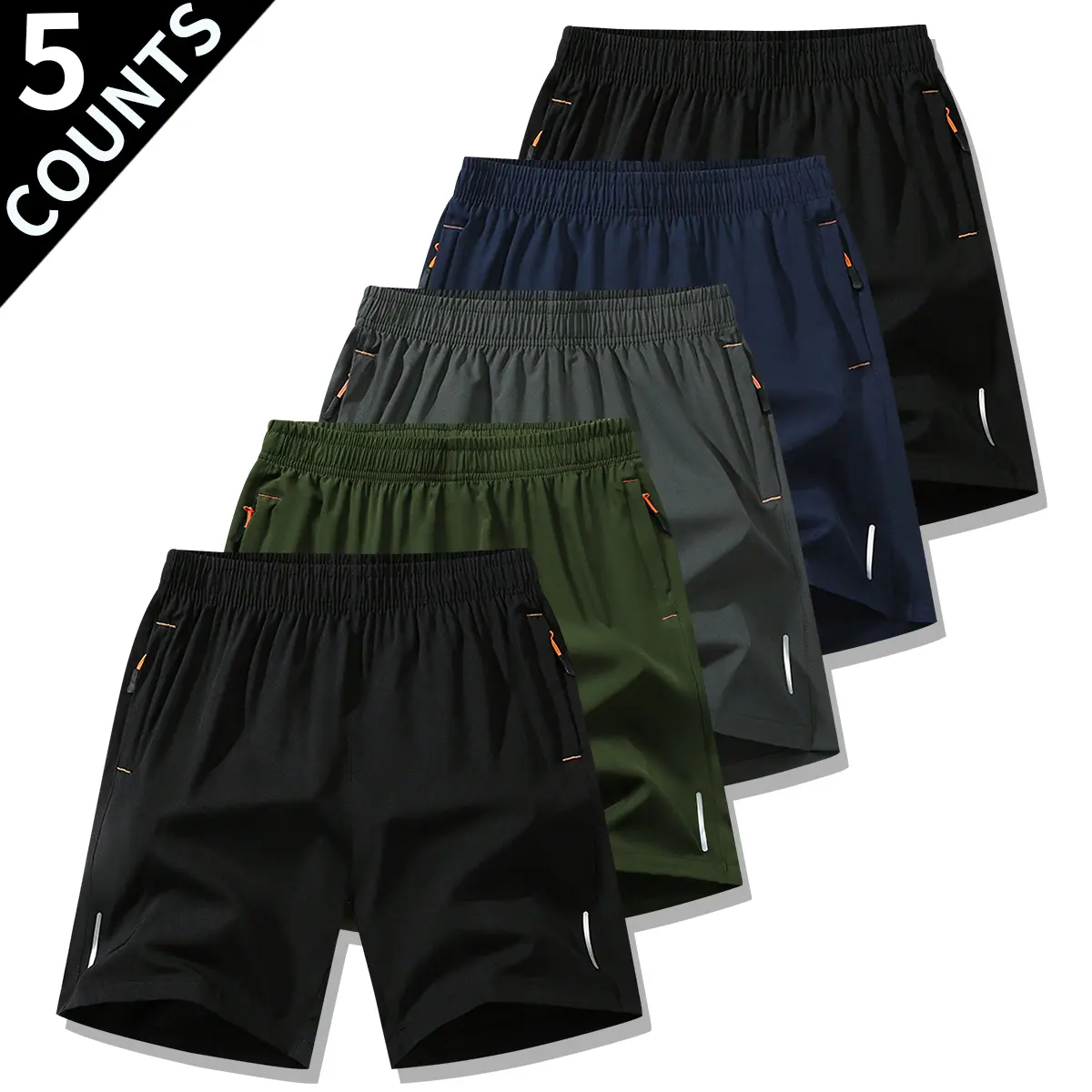 Black, army green, gray, dark blue, black