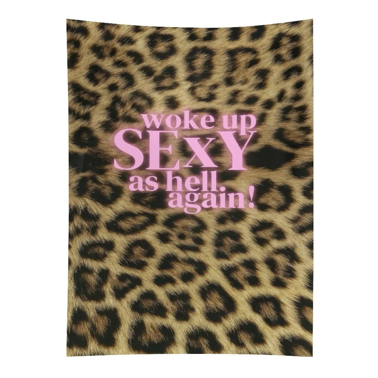 Leopard Print Fabric Tapestry with Bold Slogan & Funny Quote - Rectangular Wall Decor Bedroom, Sassy Dorm Wall Hanging (Home Decor)