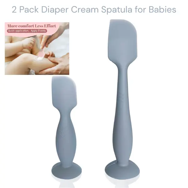 2 Pack Diaper Cream Spatula for Babies, Silicone Butt Paste Applicator Full Size & Mini Baby Essentials Birthday Gift