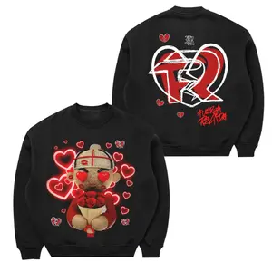 Fuerza Regida Sweatshirt – Crewneck Featuring Teddy Bear Artwork with Roses and Heart Design, Perfect for Fans Latin Music, Women's Men's Sweatshirts.