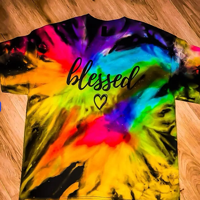 Reversed ice tie dyed rainbow tshirt