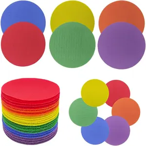 30 count Carpet Spot Markers,Carpet Spot Markers for Classroom,4 Inch Circle Magic Nylon Dots,Sit Spots for Classroom Carpet Velcro, Velcro Dots for PE, Yoga,  and (6 Colors)