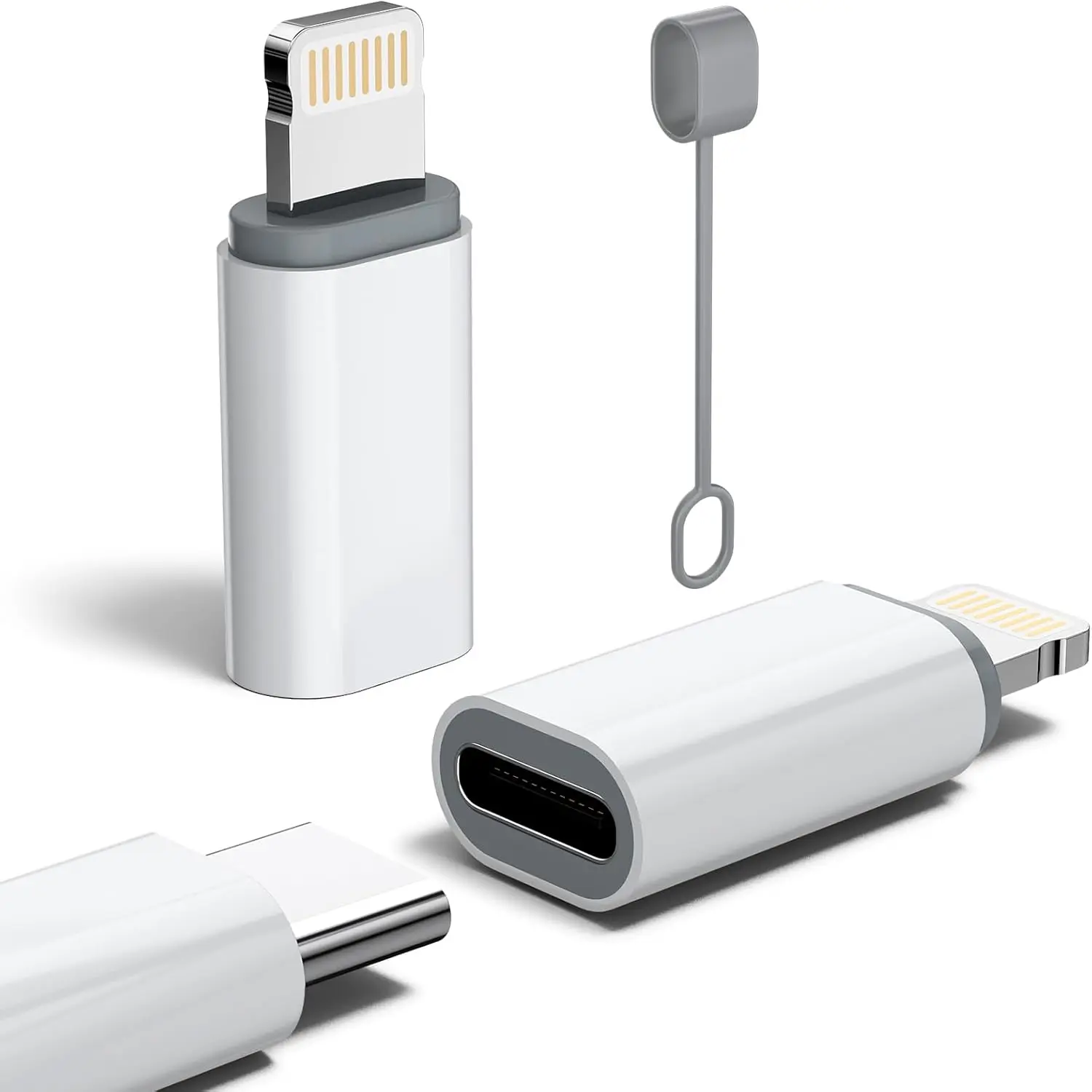 MFi Certified 27W Aluminium Shell USB-C to Lightning iPhone Charger Adapter (2-Pack) - Fast Charging, Data Sync, Anti-Lost Loop, Cable Compatible for Mobile Devices iPhone 14/13/12 Series, iPad, AirPods; Works with Plug, Not for Audio/OTG