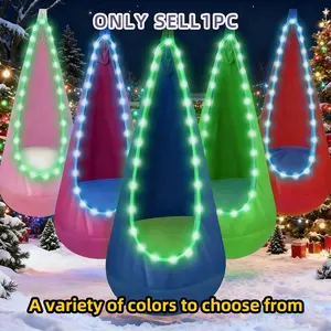 Colorful Swing Seat Set with Lights, Hanging Hammock Chair with Inflatable Pillow, Indoor and Outdoor Use, Festival Gift, Egg Swing Chair, Outdoor Patio Swing