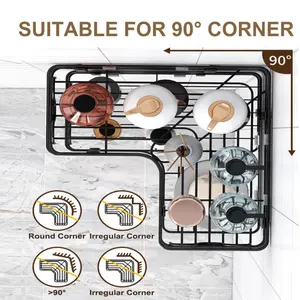 5 Shower Caddy, No Drilling Stainless Steel Shower Storage Rack with Hooks & Toothpaste Holder for Bathroom, Black