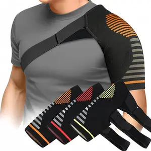 Compression Shoulder Support, Breathable Fabric Shock-absorbing Shoulder Brace for Shoulder, Built-in Gel Padding & All-day Support for Men and Women, Posture Strap