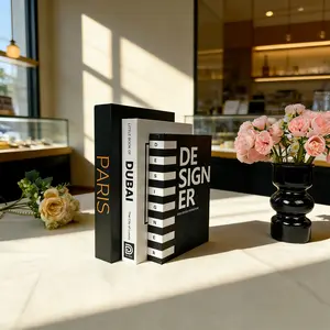 Classic Paper Decorative Books Set of 3, Stackable Fake Bookshelf Decoration, Home Atmosphere Simulation Books, Fashion Statue Ornament