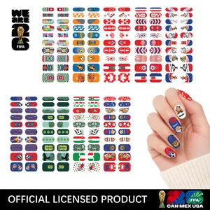FIFA Soccer Fan Self-Adhesive Gel Nail Wraps with File, DIY Nail Art Decals for Women Girls Kids, Game Day Party summerwins,summerwins