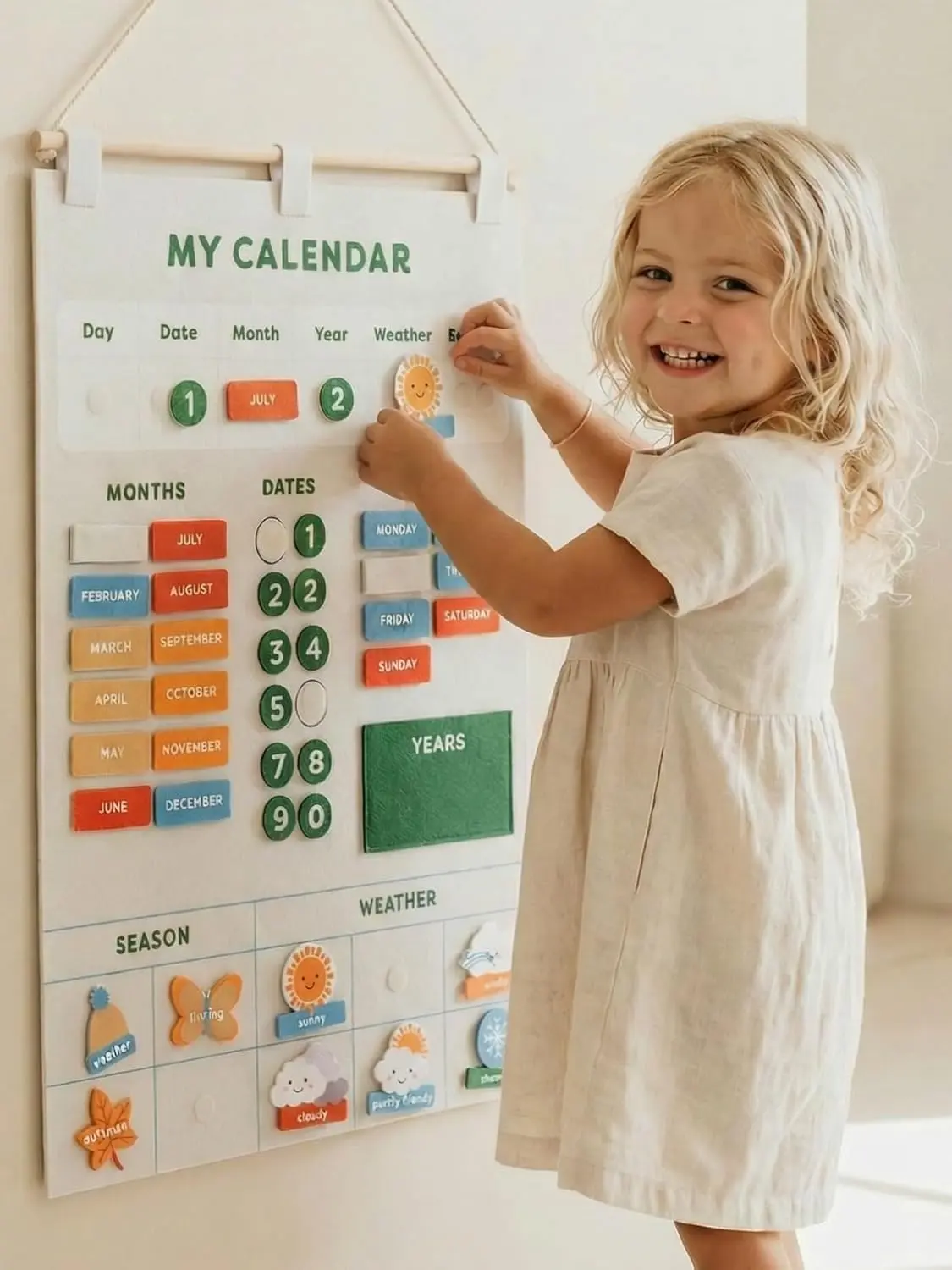 Beautiful Toddler and Kids Calendar - Perfect Homeschool Supplies with Months, Days of the Week, Season and Weather - Cute Play Room Decor Essentials for Preschool Learning & Organization ZICOTO