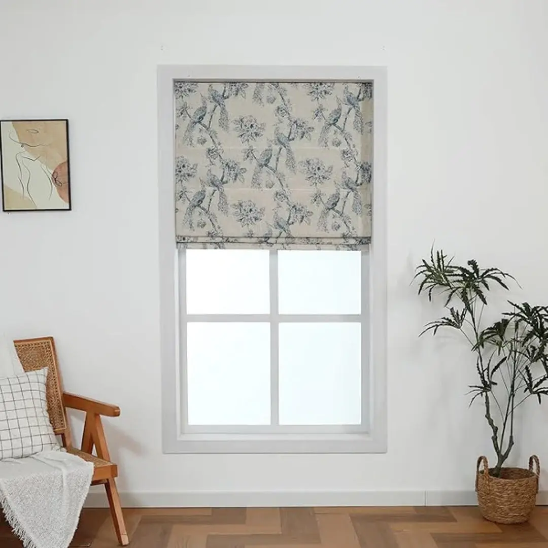 Peacock 100%Blackout Roman Shade Linen Blended