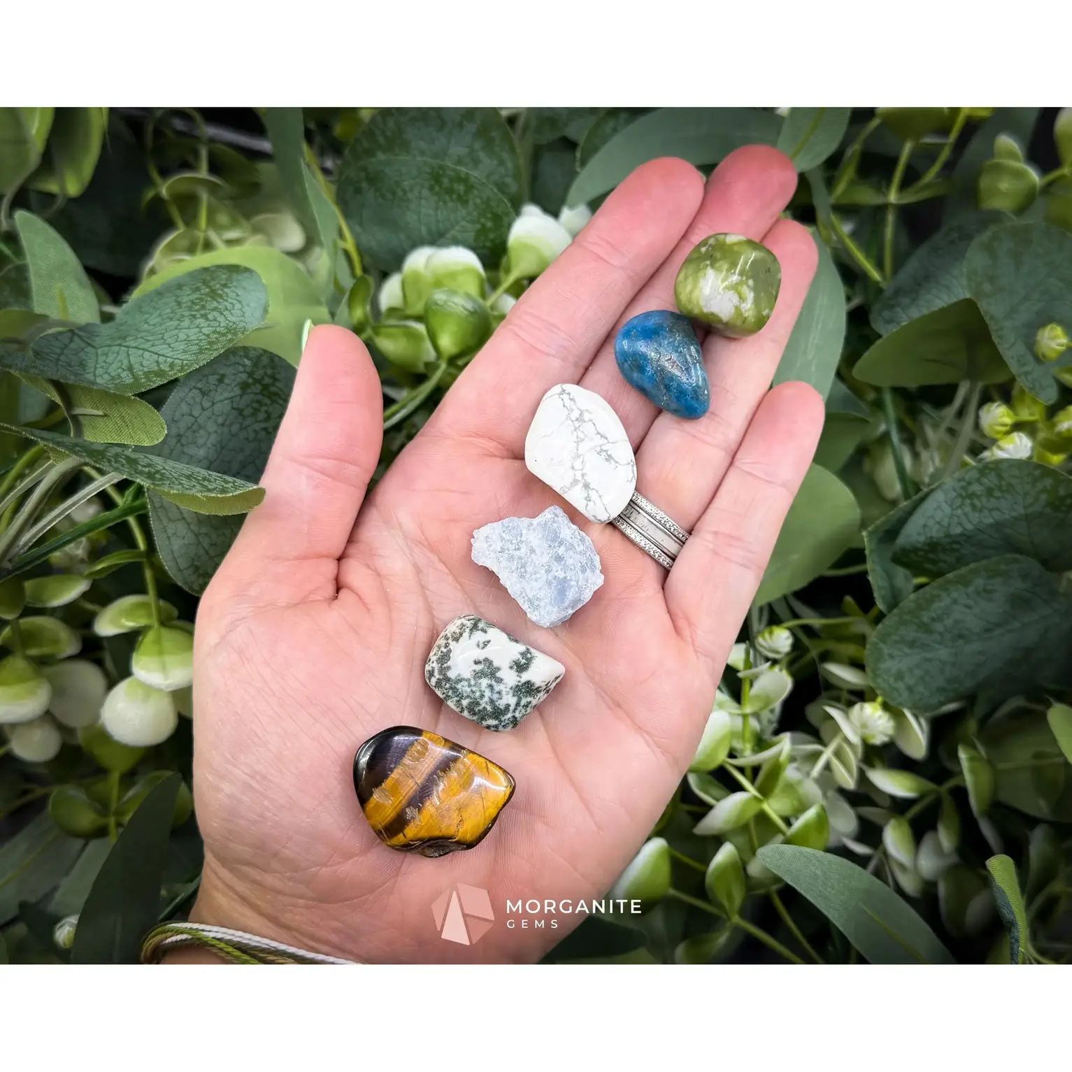 Gemini Zodiac Crystal Set | 6 Gemstones + Selenite, Spiral Cage & Gift Box