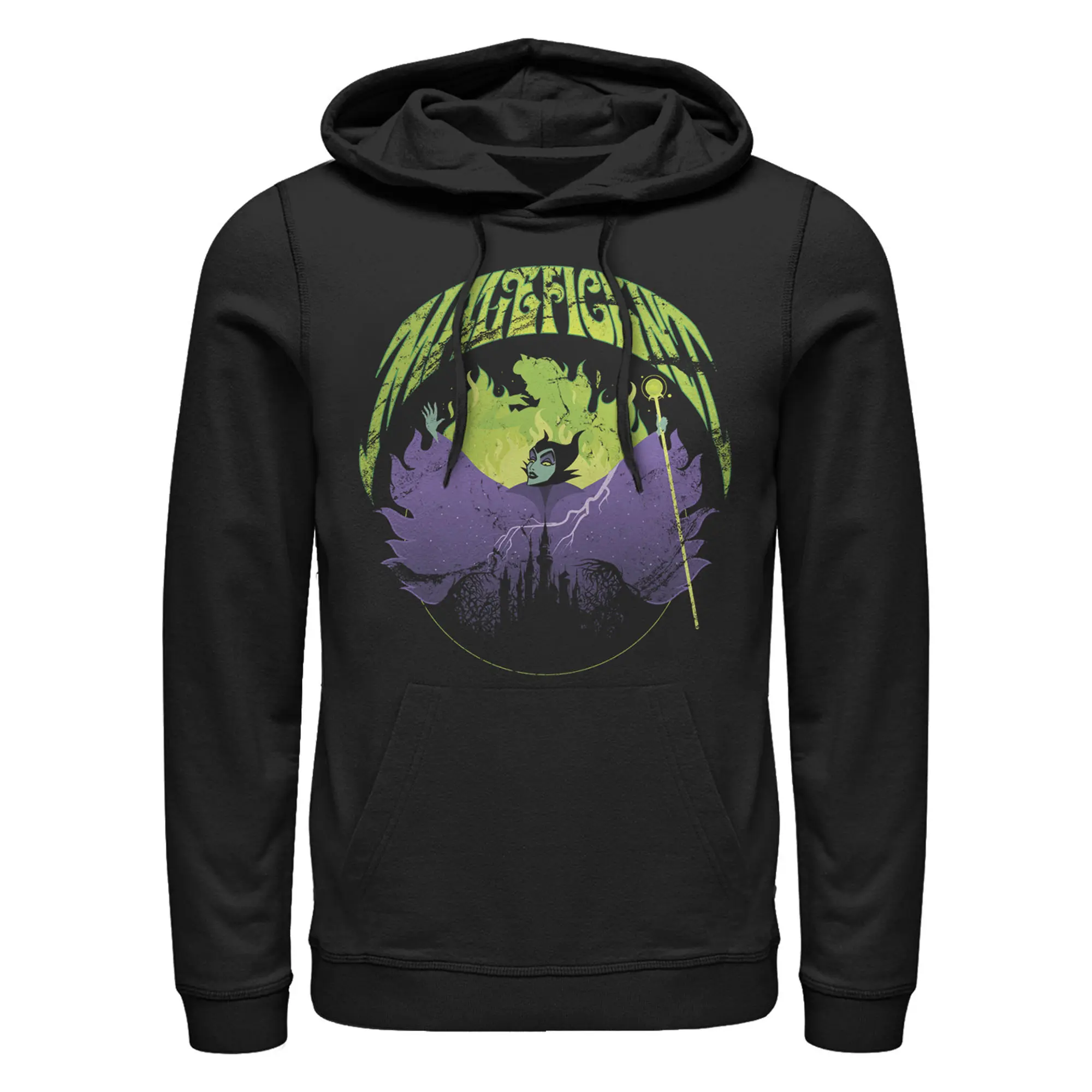 Men's Sleeping Beauty Maleficent Flames Pull Over Hoodie