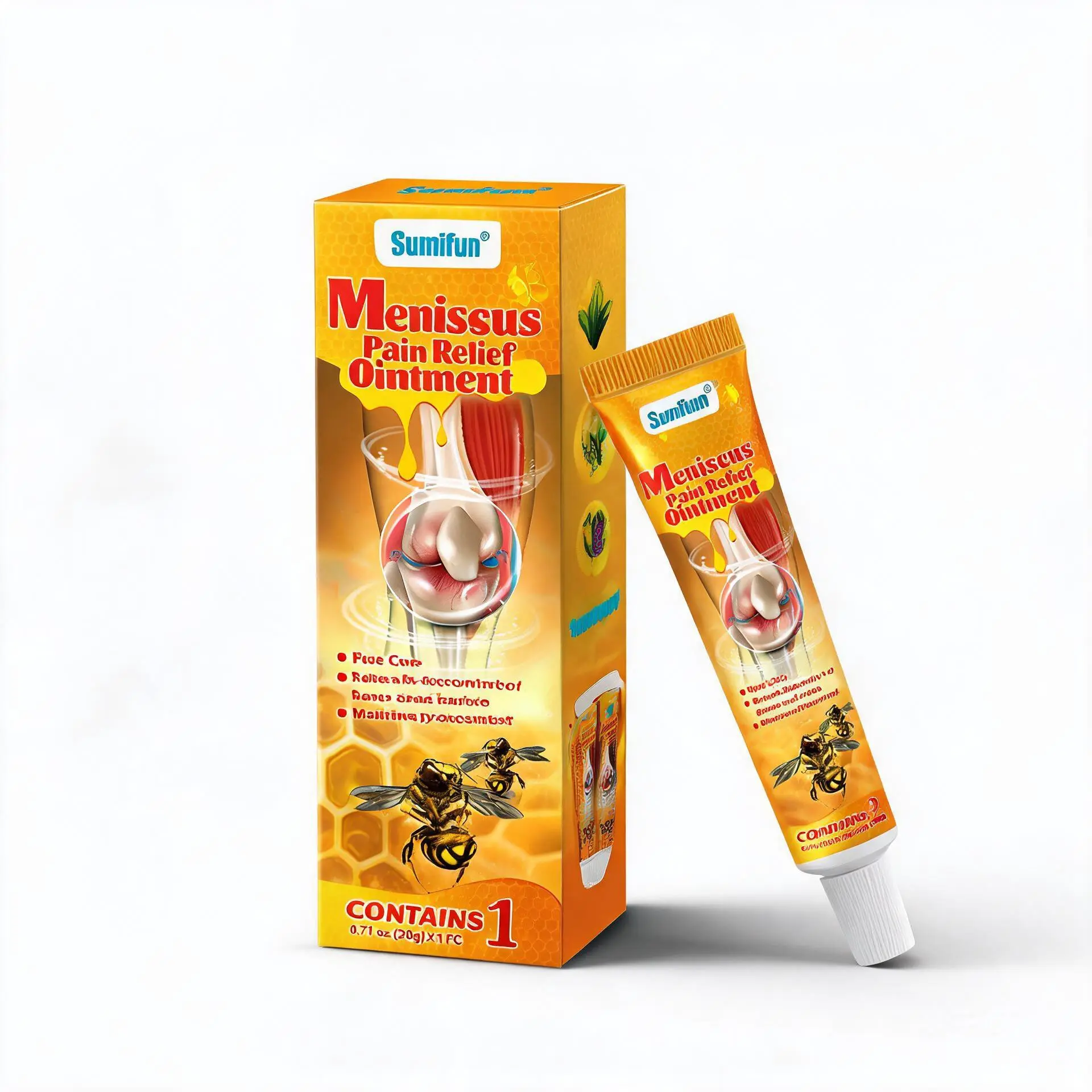 Sumifun Soothing Herbal Massage Cream for Knee & Joint Areas - Bee Venom Infused Cooling Body Balm, Non-Greasy Fast-Absorbing Moisturizing Formula for Elbow, Shoulder, Back Daily Massage Care - (20g/0.71oz Each) Moisturizers, Hidratante SupeRativa