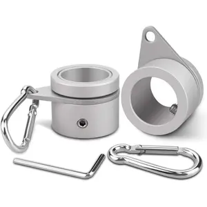 2 count Aluminum Alloy Flag Pole Rings, 360 Degree Rotating Flagpole Flag Mounting Rings Spinning Flag Pole Kit with Carabiner for 0.75-1.00 Inch Diameter Flagpole (Φ 1 inch, Silver)