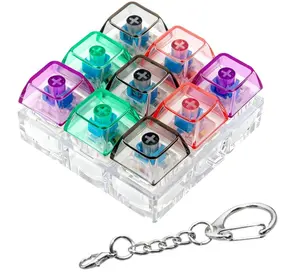 Keyboard Fidget Toy, Keyboard Fidget Keychain 9-in-1 Keyboard Decompression Button Finger Clicker Toys Stress Relief Fidget Gifts (Transparent- Green Black)