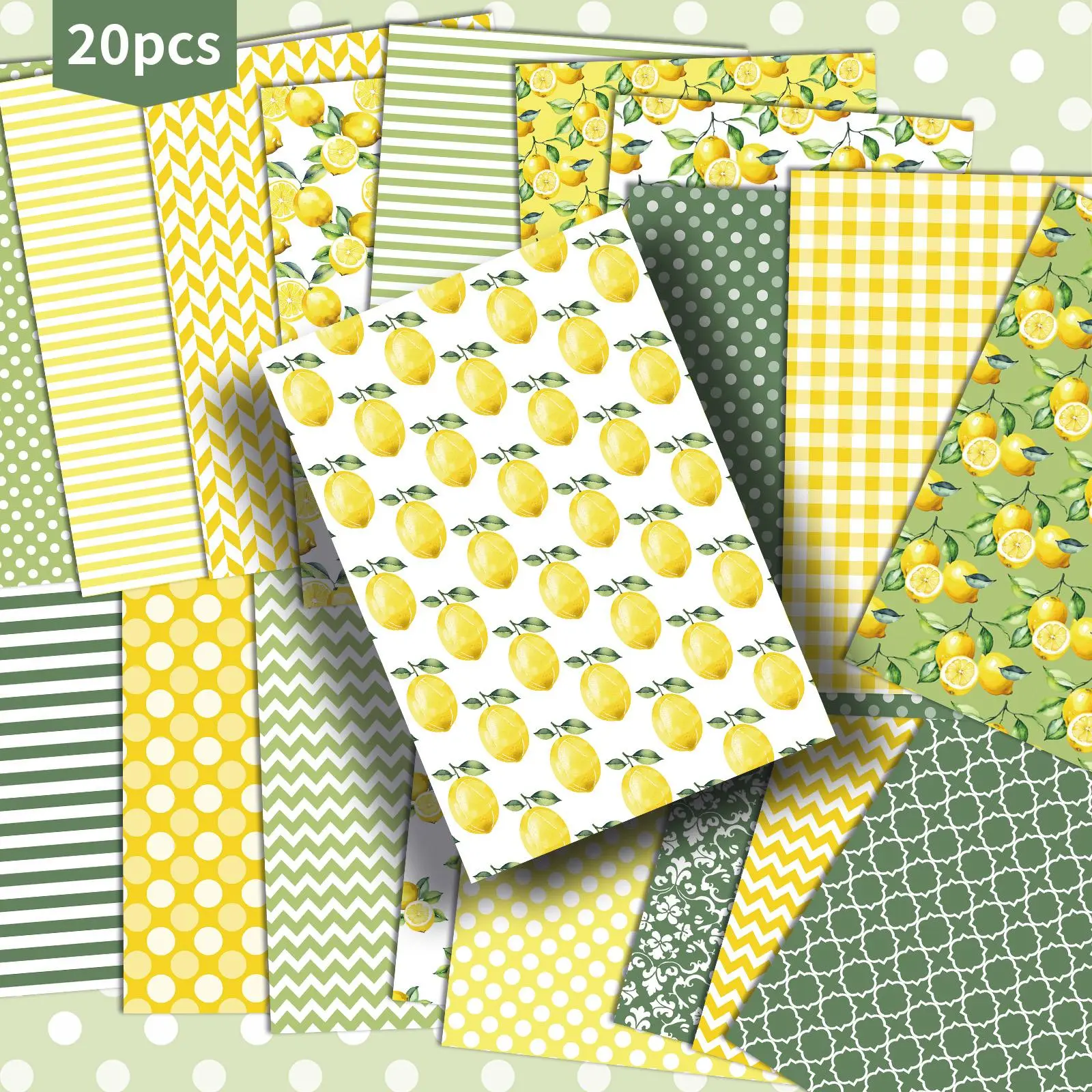 Lemon Pattern Decorative Paper, 20pcs/set Scrapbooking & Journal Making Material Paper, DIY Decorative Paper for Scrapbooking & Journal Making