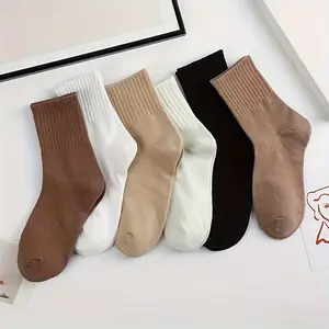 5/6/10 Pairs of Mid Length Socks, Made of Pure Cotton Material,Multiple Colors for Your Daily Selection, Womenswear Women Womenswear Women