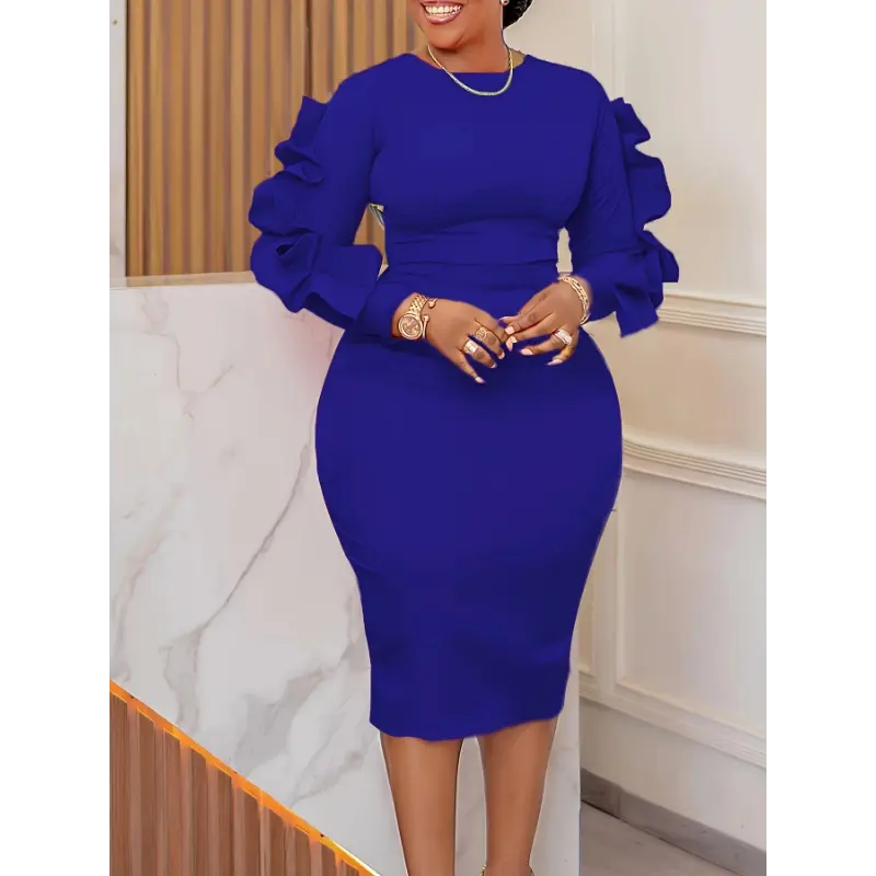 plus size tummy flattering dresses blue - TikTok Shop