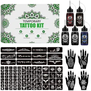 Joxpring Temporary Tattoo Kits Henna kit 5 Inks 96 Stencils for DIY Art Painting Party Gifts