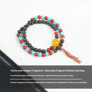 English Five Elements Black He Xiang Zhu Ink Rhythm Tibetan Incense DIY Double-Layer Half-Bracelet