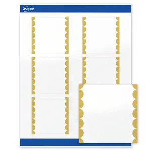 Avery Printable Square Labels, 3" x 3", Glossy White, Pre-printed Gold Dots Edge Design, Sure Feed Technology, Laser & Inkjet Compatible, 120 Total, Great for Product Merchandising