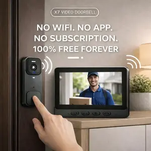 X7 Video Doorbell with Monitor – No WiFi, No App, No Subscription, Easy Plug & Play Setup
