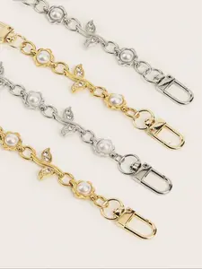Elegant Leaf Design Bag Chain Accessory, Chain Strap, Zinc Alloy Material, European Style Purse Charm, Versatile Fashion Jewelry for Women