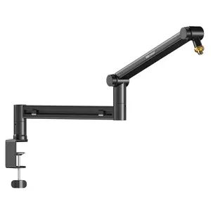 Ak-58 Professional Microphone Arm Stand: Super Stability Low Center of Gravity No Shaking, Flexible Height Adjustment 360° Dual Arm Rotation 180° Mic Swing,  Compatible Most Mics Adapters Portable 2kg Load for Streaming Studio Recording