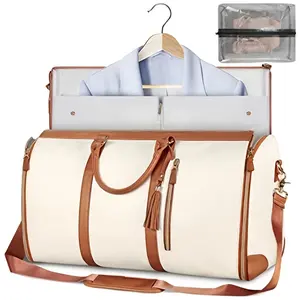 Travel Suit Skirt Storage Bag, Waterproof Luggage Bag with Shoe Pocket, 2-in-1 Hanging Suitcase Set Travel Luggage Bag, 2-Piece Set, White
