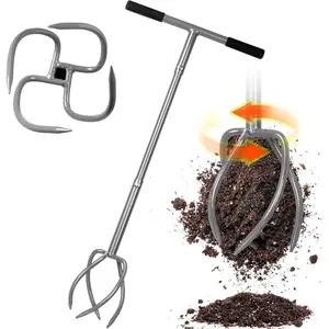 Upgrade Twist Tiller Manual Hand Tiller Garden Claw Cultivator with a Removable Big Claw, Garden Claw Tool Long Handle Steel Tiller Lawn Aerator Soil Loosener for Gardening Bed and Plant Box