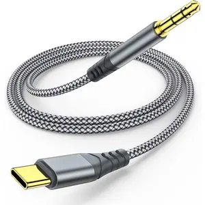 USB C to 3.5mm Audio Aux Jack  (4ft), Type C to 3.5mm Headphone  Stereo Cord Compatible with  17 16 15 Pro Max Air,  Galaxy S25 S24 S23 S22 S21 Note 20, Pixel 9 8, iPad Pro