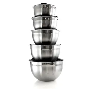 MegaChef  Multipurpose Non Slip Stackable Mixing Bowl Set with Plastic Lid - 5 Piece