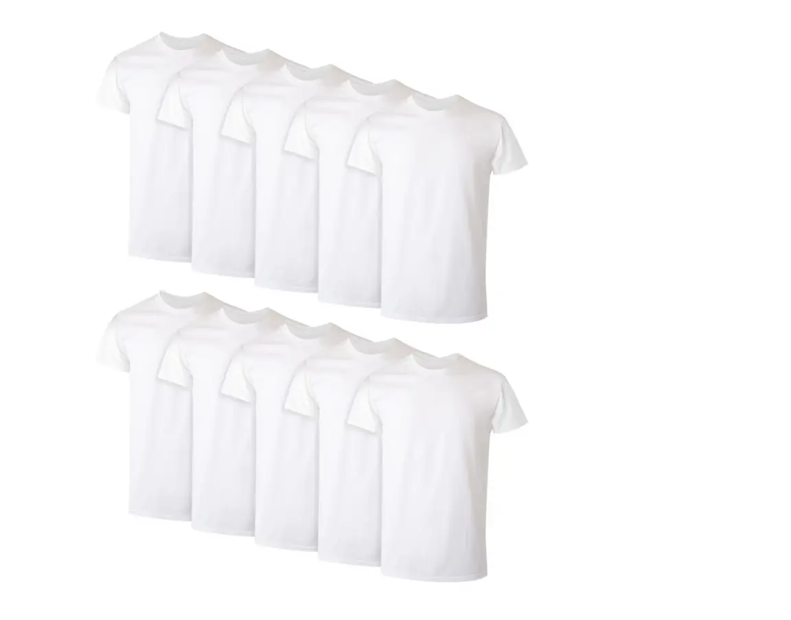 Hanes Men's Super Value Pack White Crew T-Shirt Undershirts, 10 Pack