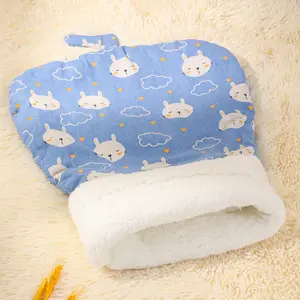 Cozy Cat Nest Thick Lamb Fleece Winter Sleeping Bag with Pocket Design for Cats and Small Dogs Fun Patterns Ideal Gift for Cat Lovers Half-Enclosed All-Season Bed Self-Warming Pet Plush Washable