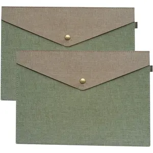 Durable A4 File Folder Document Holder Portfolio Envelope Felt Folder Case with Snap Closure Set of 2 Green